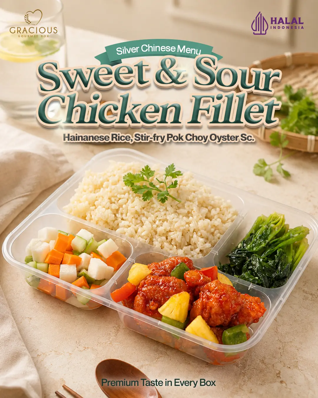Silver Chinese Menu Sweet and Sour Chicken Fillet Gracious Gourmet Box